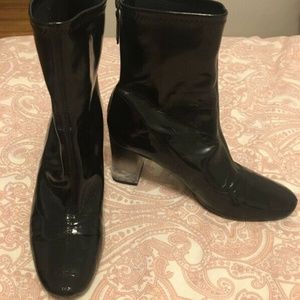 ZARA black patent bootie with transparent heel